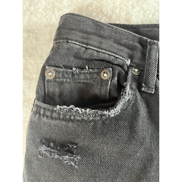 Free People We The Free Jeans Womens 25 Button Fly Straight Leg Distressed Black - Picture 4 of 16